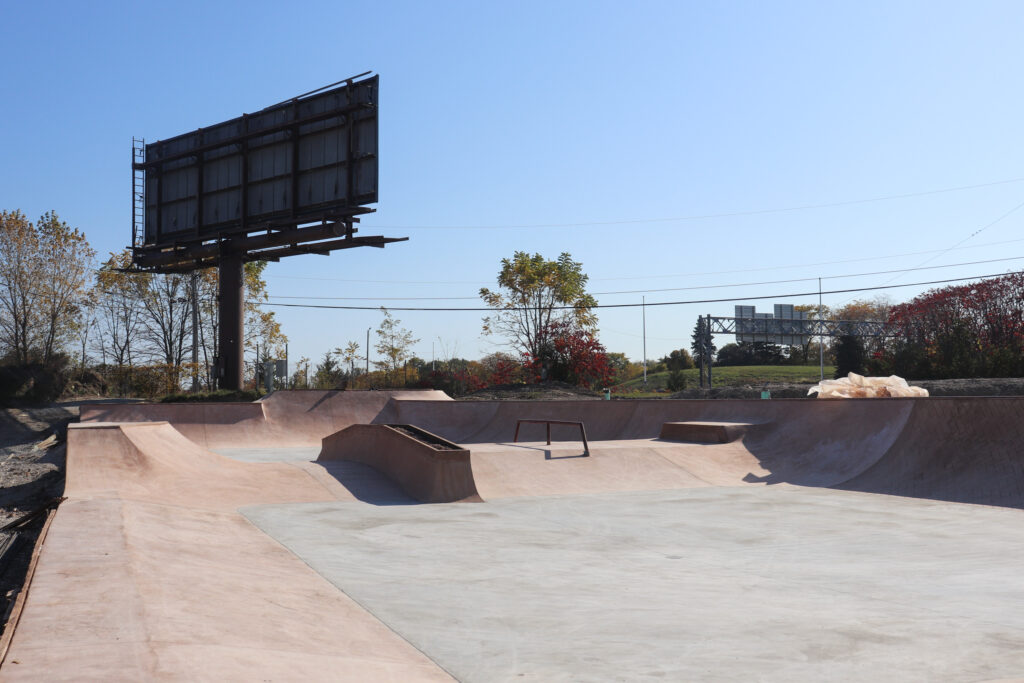 Street style skate park course.